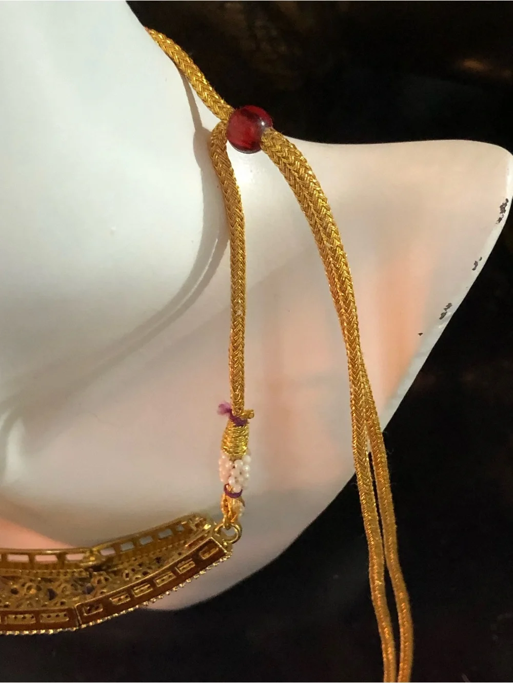 MIDEASTERN, EGYPTIAN Teardrop EMERALD Gold-Tone Necklace Pendant